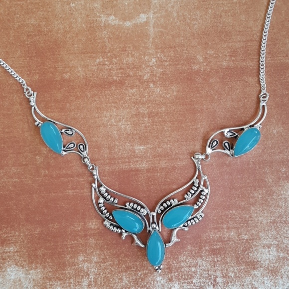 New Blue Chalcedony 925 Silver Necklace. - Picture 1 of 4